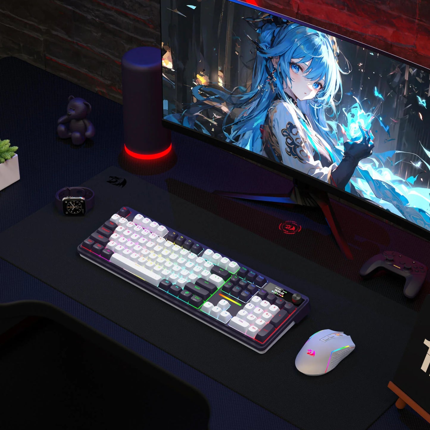 Redragon K762WB-RGB-PRO LCD Full-size Gasket Mechanical Keyboard - Black - alternate product view 6