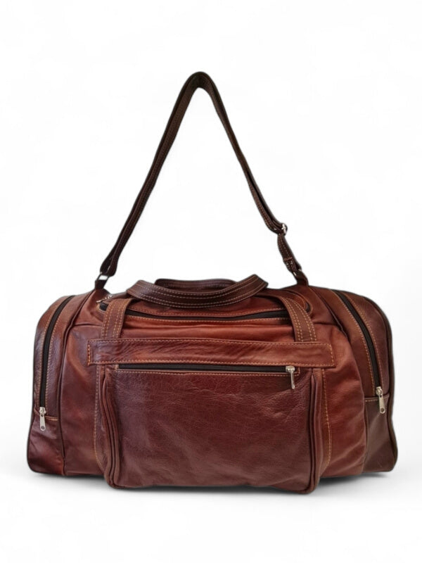Leather Luggage BAG - LARGE - RED BROWN - ±55×38×28 Cm - Image 2