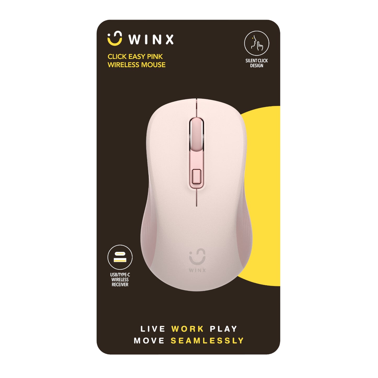 WINX CLICK Easy 1600DPI 2.4GHz Wireless Mouse - Pink - alternate product view 3