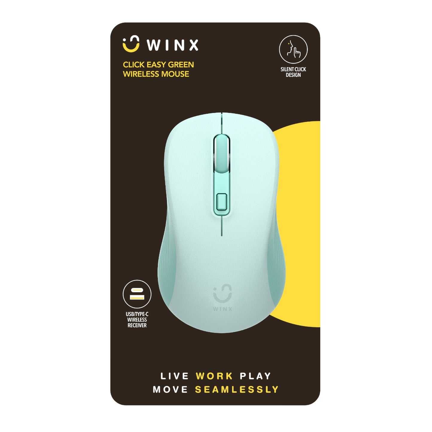WINX CLICK Easy 1600DPI 2.4GHz Wireless Mouse - Green - alternate product view 3