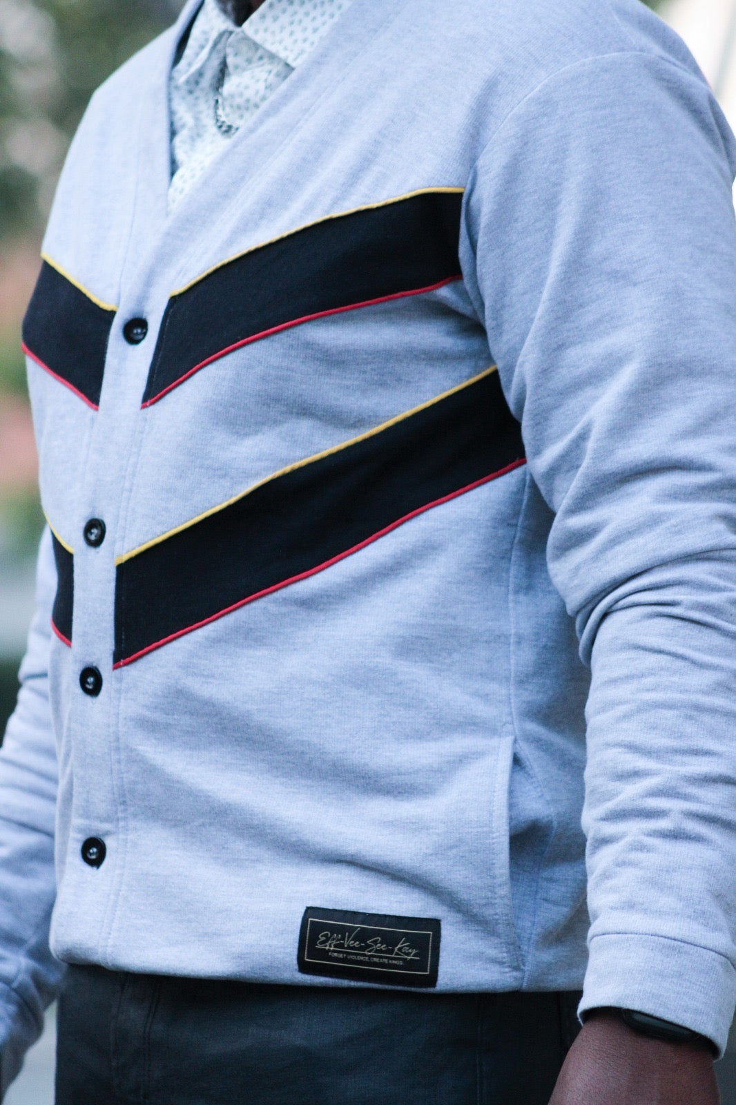 V-Striped Knitted Cardigan