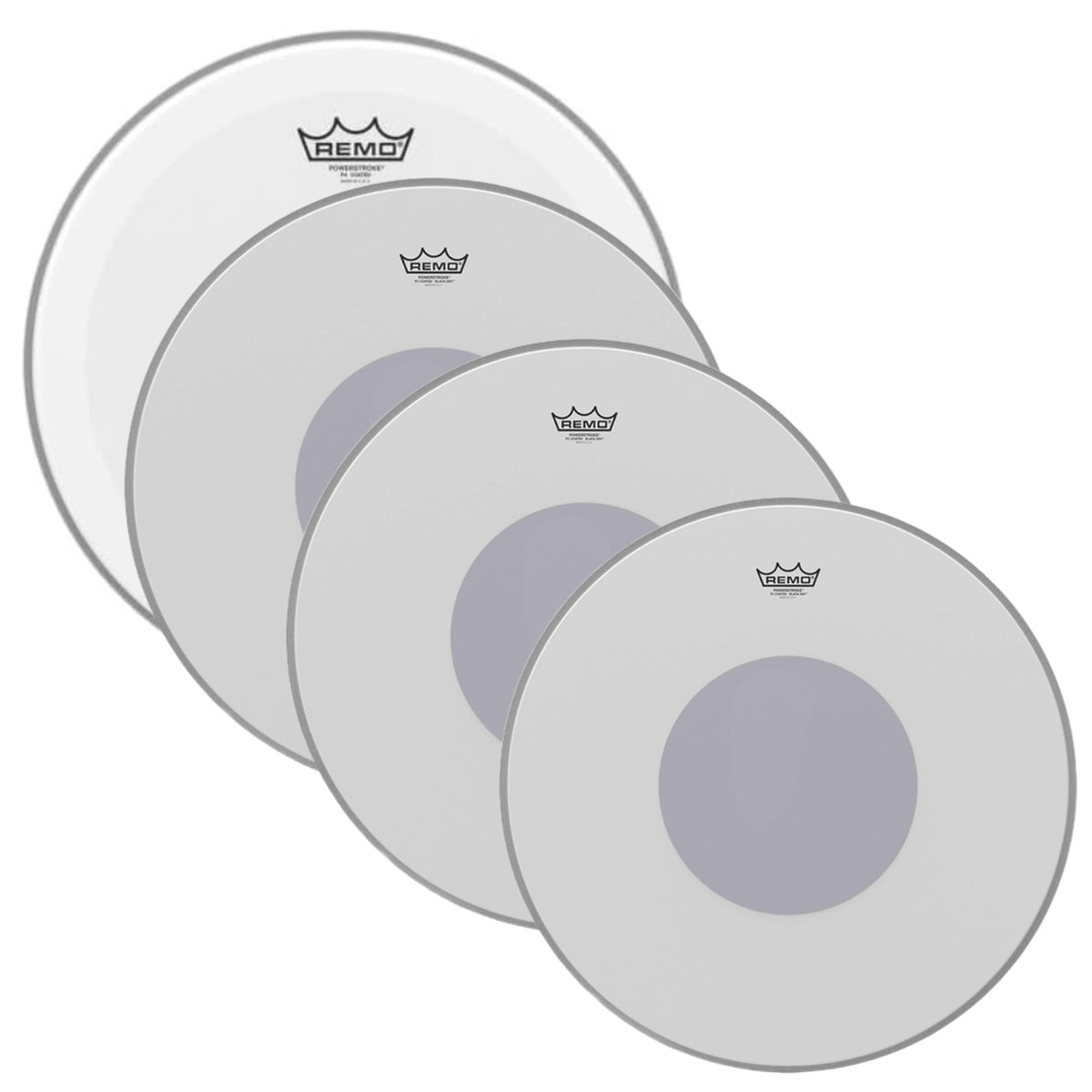 Remo Batter Batter. POWERSTROKE 4. Coated. 14" Diameter. Clear Dot