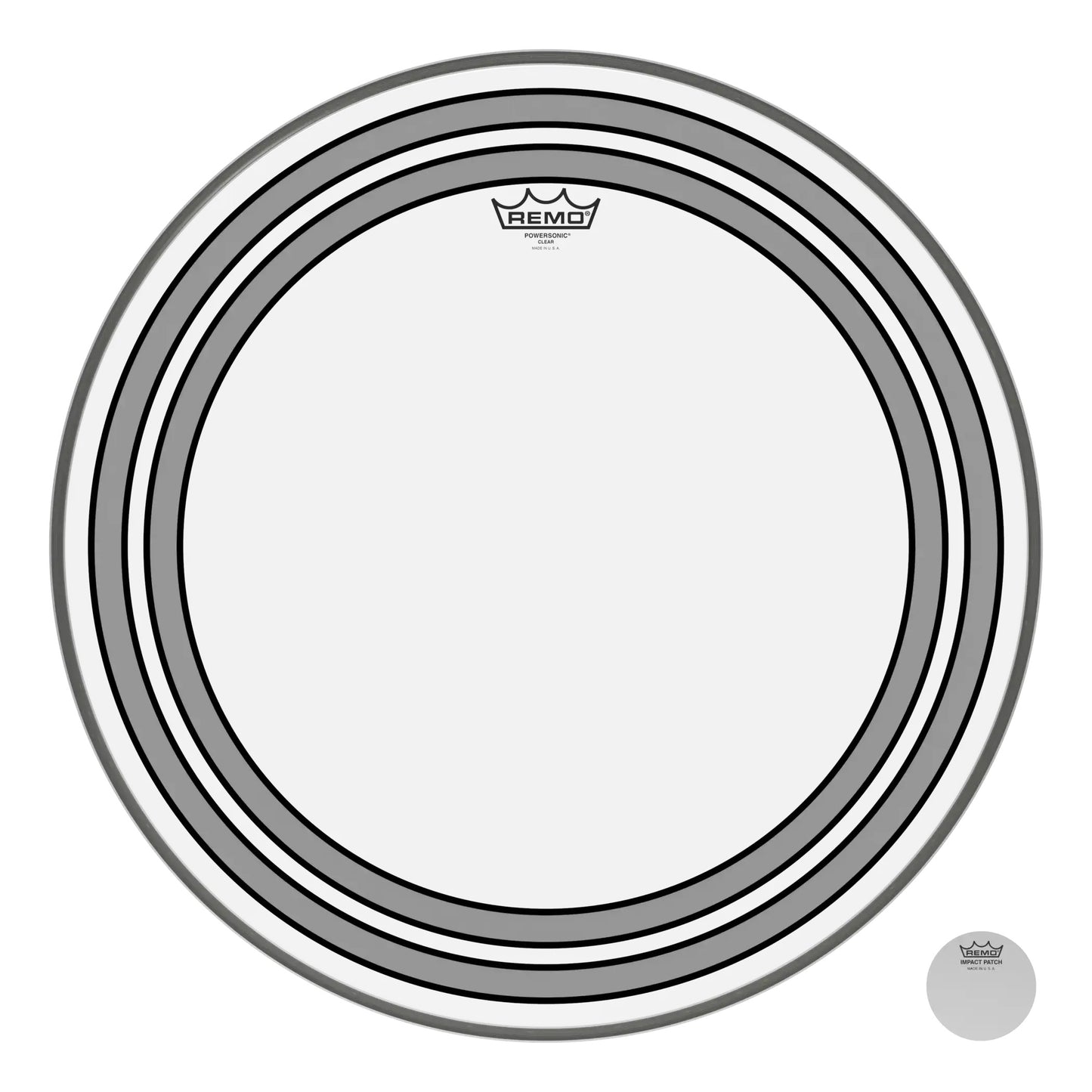 Remo Batter Bass. POWERSONIC. Clear. 22"