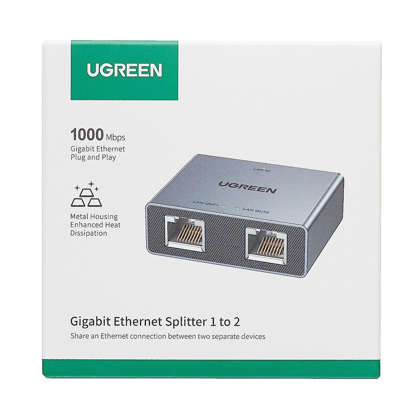 Ugreen 1-to-2 Gigabit Ethernet Splitter, 1000Mbps LAN Network Adapter - alternate product view 5