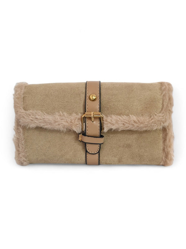 Ladies BAG - BEIGE - SUEDE - STRAP Included - ±12×21 Cm - Image 3