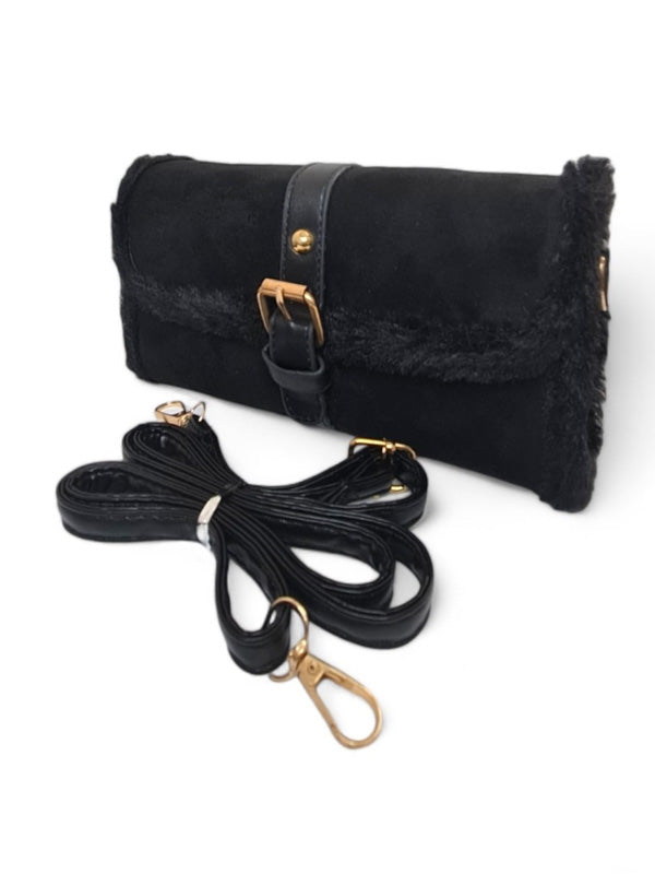 Ladies BAG - BLACK - SUEDE - STRAP Included - ±12×21 Cm - Image 2