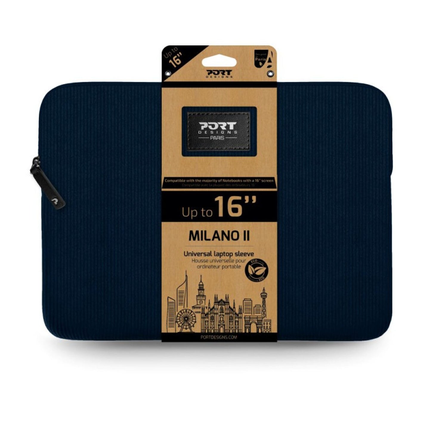 PORT Designs PORT MILANO II ECO laptop sleeve 16" Navy Blue