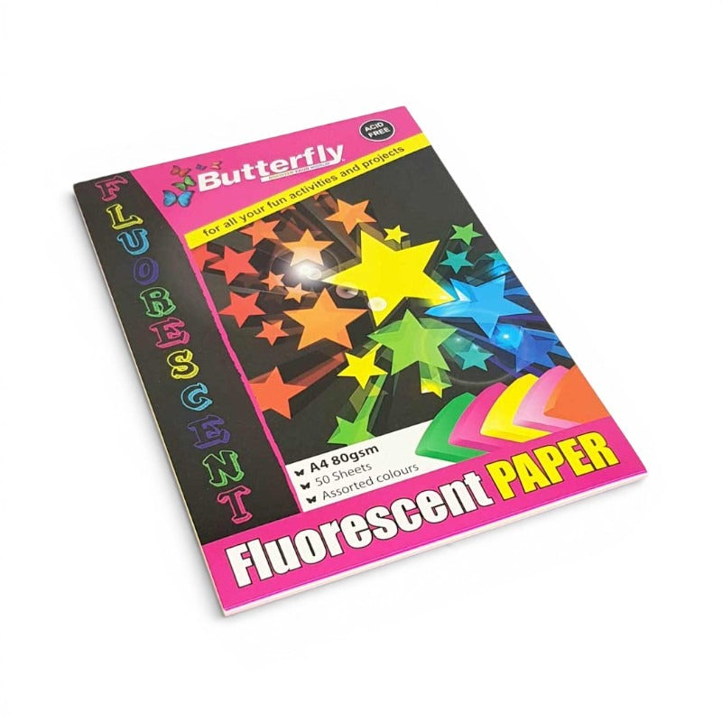 A4 Fluorescent 20 Sheet Assorted Colours Bright Paper Pad - 80gsm - Image 2