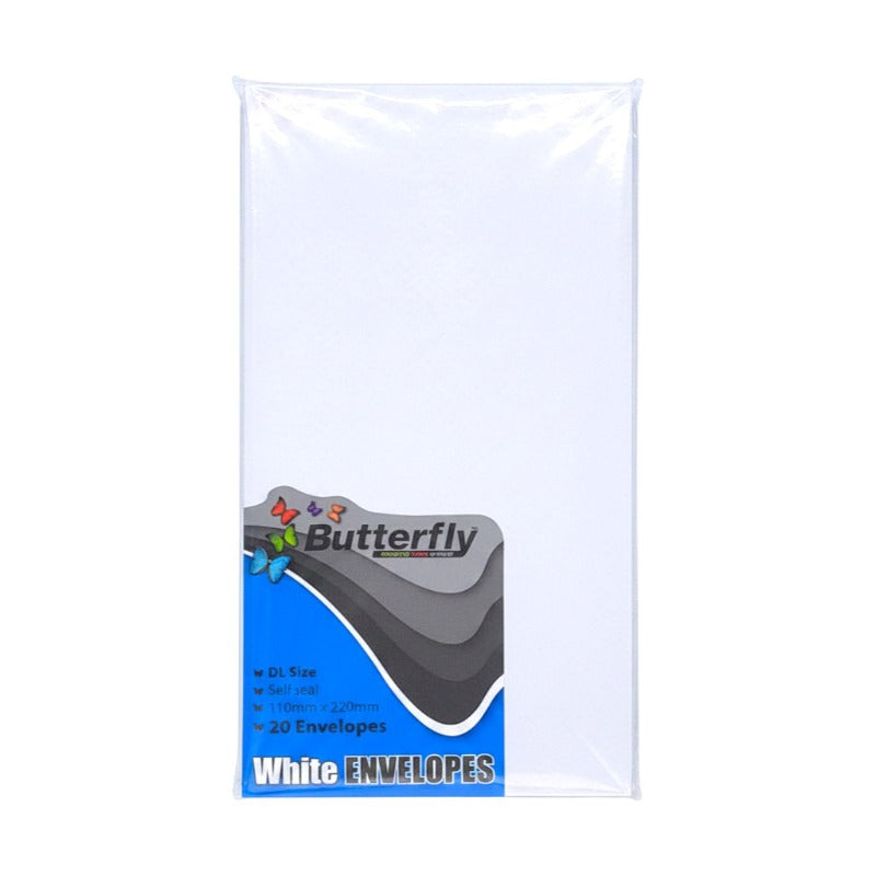 Envelope Selfseal DL 20PC White - Normal Letter, 110mmx220 mm