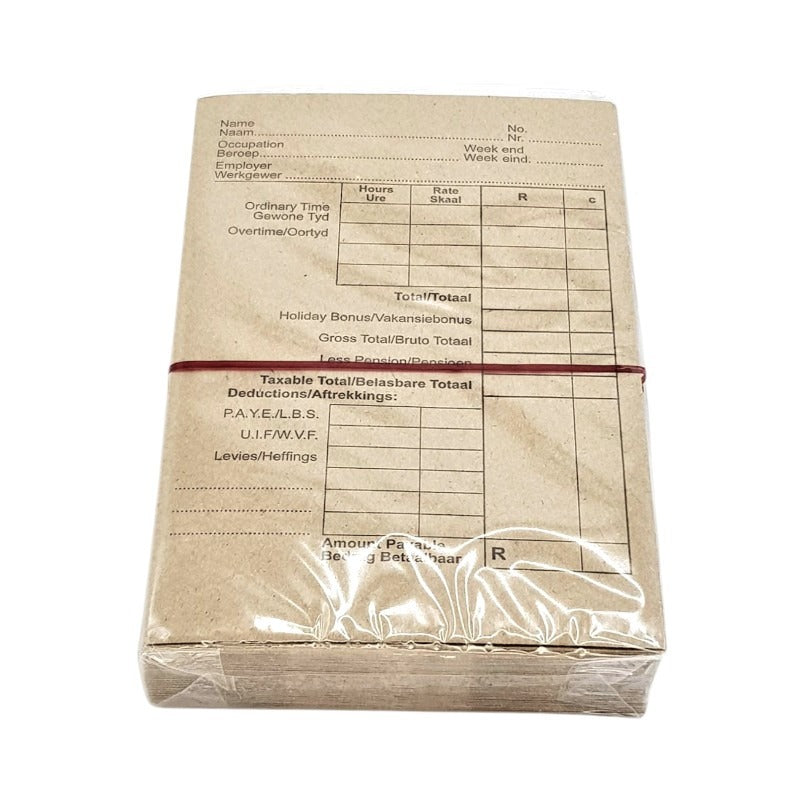 Wage Envelope 50PC Printed Brown - 152mmx102 mm
