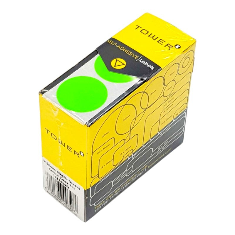 Labels Roll 25 mm Round - Neon Green