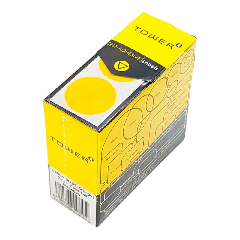 Labels Roll 25 mm Round - Neon Orange