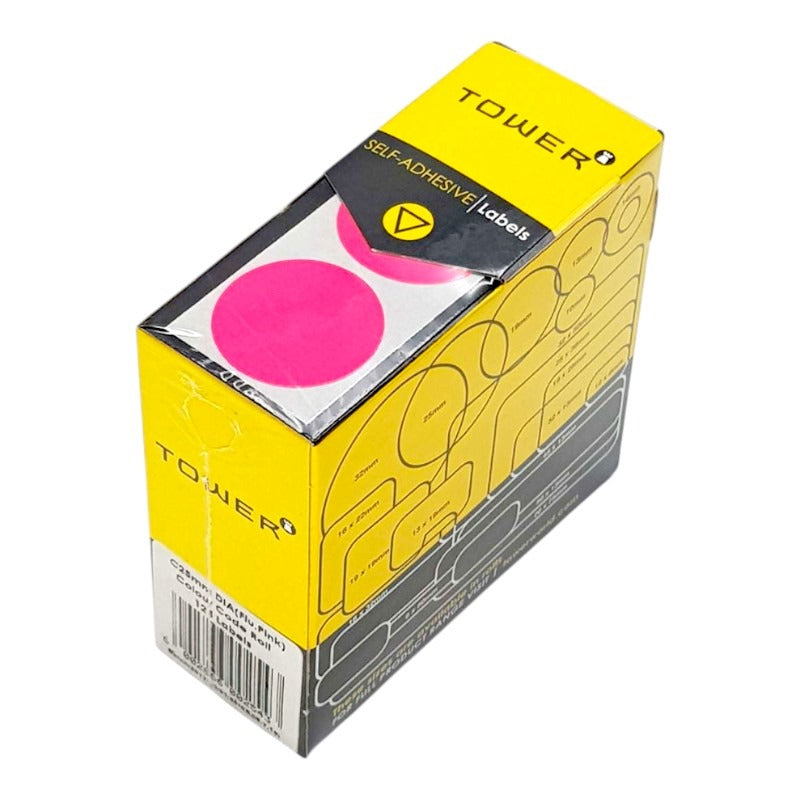 Labels Roll 25 mm Round - Neon Pink