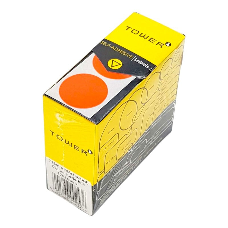 Labels Roll 25 mm Round - Neon Red