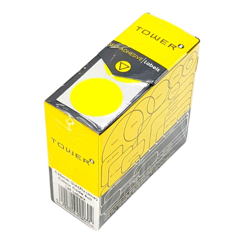Labels Roll 25 mm Round - Neon Yellow
