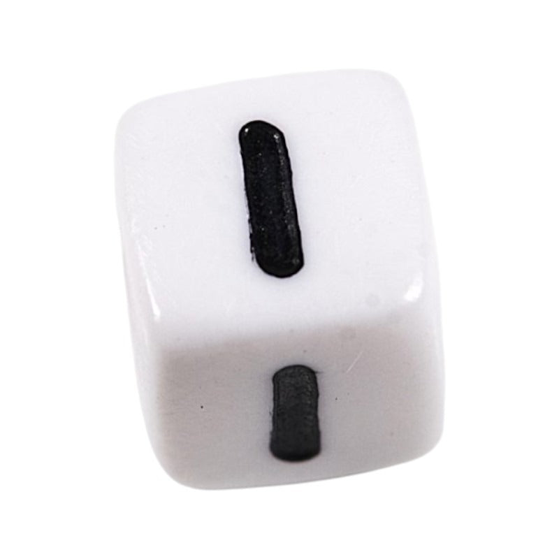 Letter 'I' Alphabet Cube Plastic White Letter Beads - 6 mm x 6 mm, Hole 3.5 mm, 100 g ±600-Piece