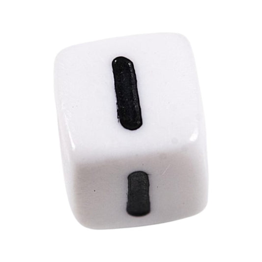Letter 'I' Alphabet Cube Plastic White Letter Beads - 6 mm x 6 mm, Hole 3.5 mm, 100 g ±600-Piece