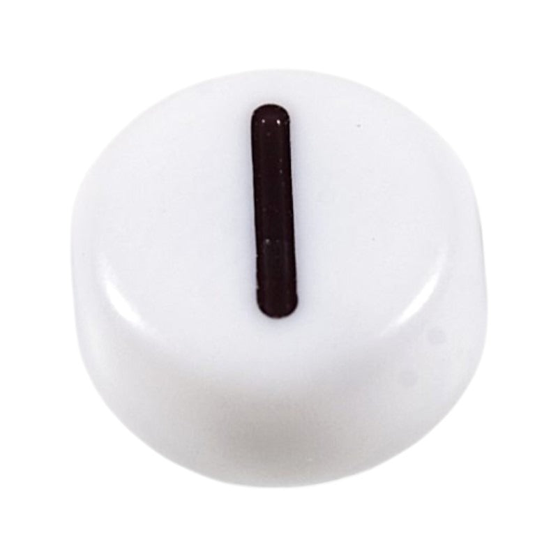 Letter 'I' Alphabet Round Plastic White Letter Beads - 7 mm x 4 mm, Hole 1.2 mm, 100 g ±730-Piece