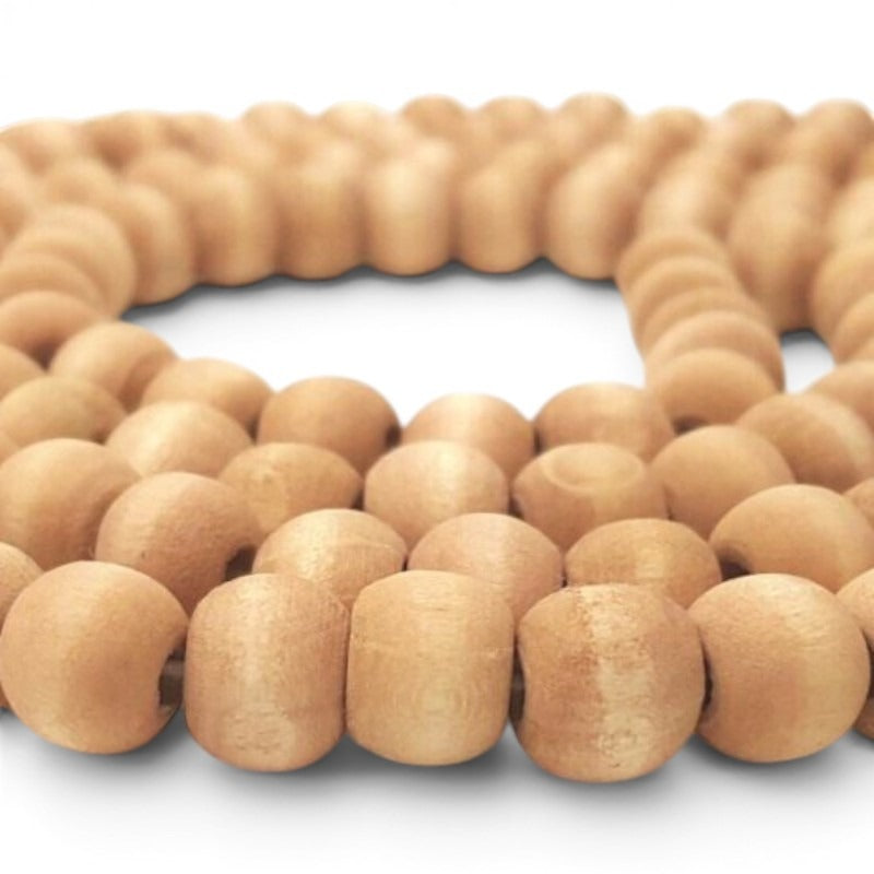 Washed Wooden Beads - Round - 10 mm, Hole 2 mm, Beige