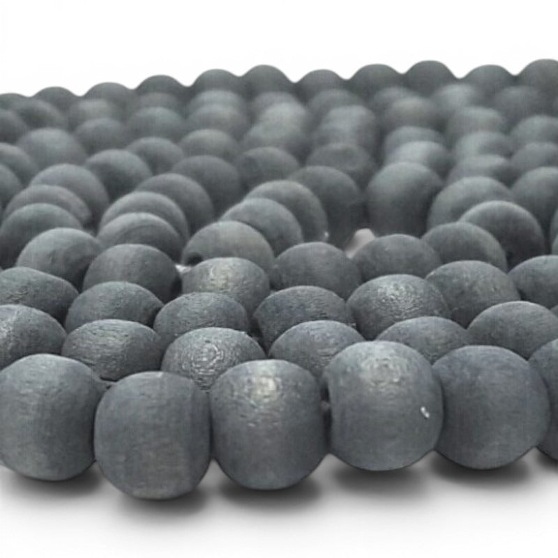 Washed Wooden Beads - Round - 10 mm, Hole 2 mm, Black