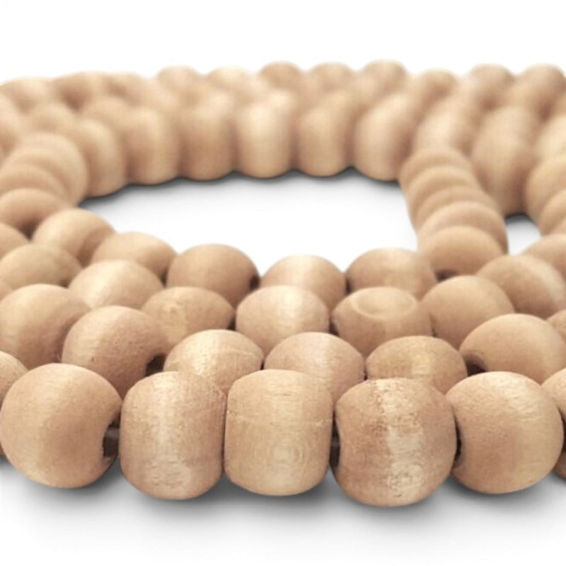 Washed Wooden Beads - Round - 10 mm, Hole 2 mm, Natural