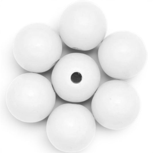 WOOD Painted - ROUND - 22 Mm - HOLE 3 - 4 Mm - WHITE