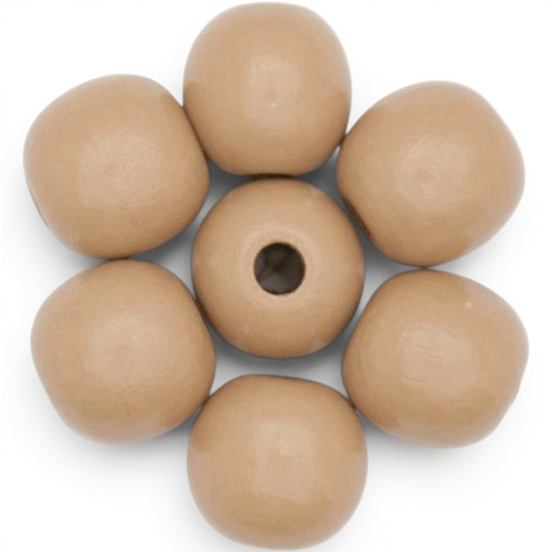 WOOD Painted - ROUND - 22 Mm - HOLE 3 - 4 Mm - Toffee