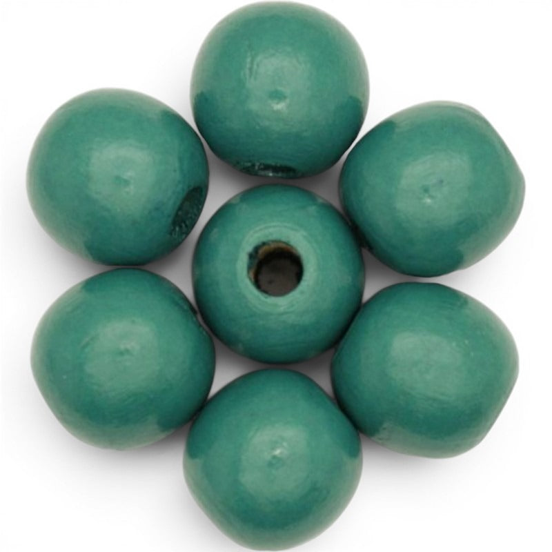 WOOD Painted - ROUND - 22 Mm - HOLE 3 - 4 Mm - TEAL