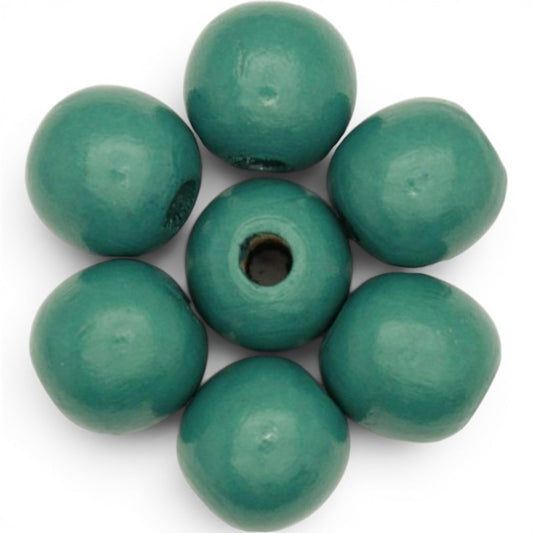 WOOD Painted - ROUND - 22 Mm - HOLE 3 - 4 Mm - TEAL