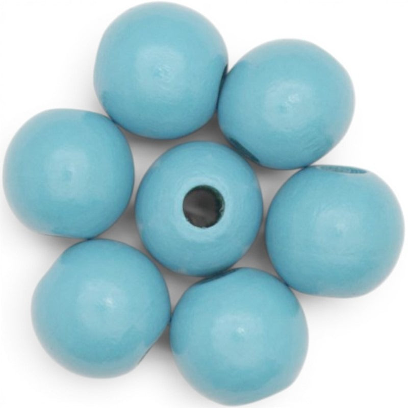 WOOD Painted - ROUND - 22 Mm - HOLE 3 - 4 Mm - SKY BLUE