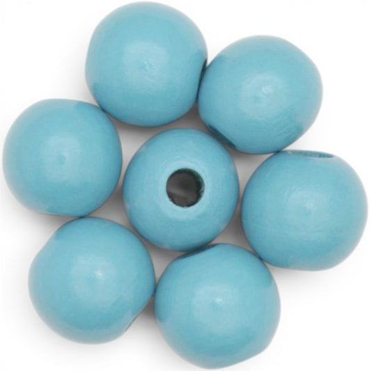 WOOD Painted - ROUND - 22 Mm - HOLE 3 - 4 Mm - SKY BLUE