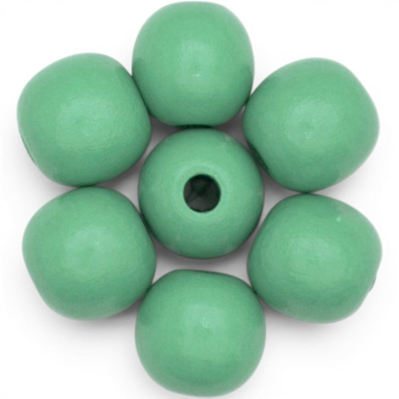 WOOD Painted - ROUND - 22 Mm - HOLE 3 - 4 Mm - SEA GREEN