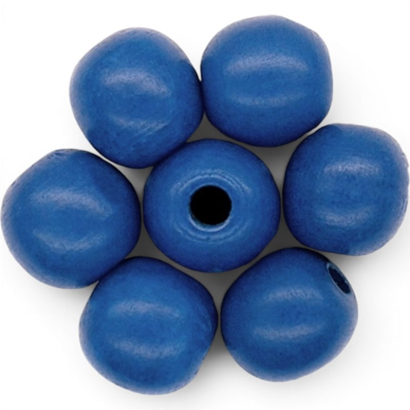 WOOD Painted - ROUND - 22 Mm - HOLE 3 - 4 Mm - ROYAL BLUE