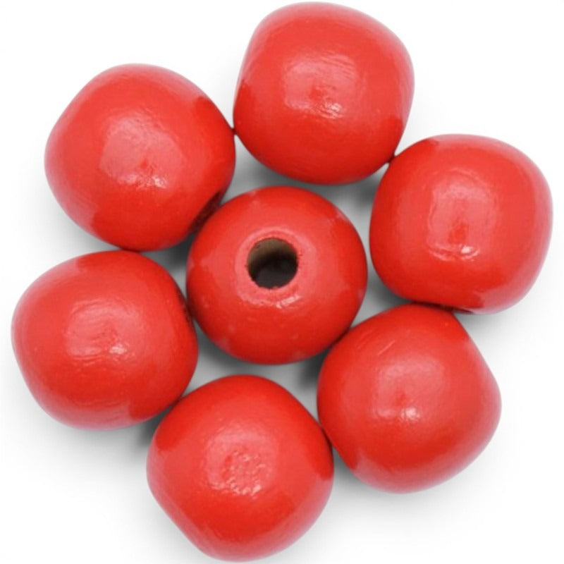 WOOD Painted - ROUND - 22 Mm - HOLE 3 - 4 Mm - RED