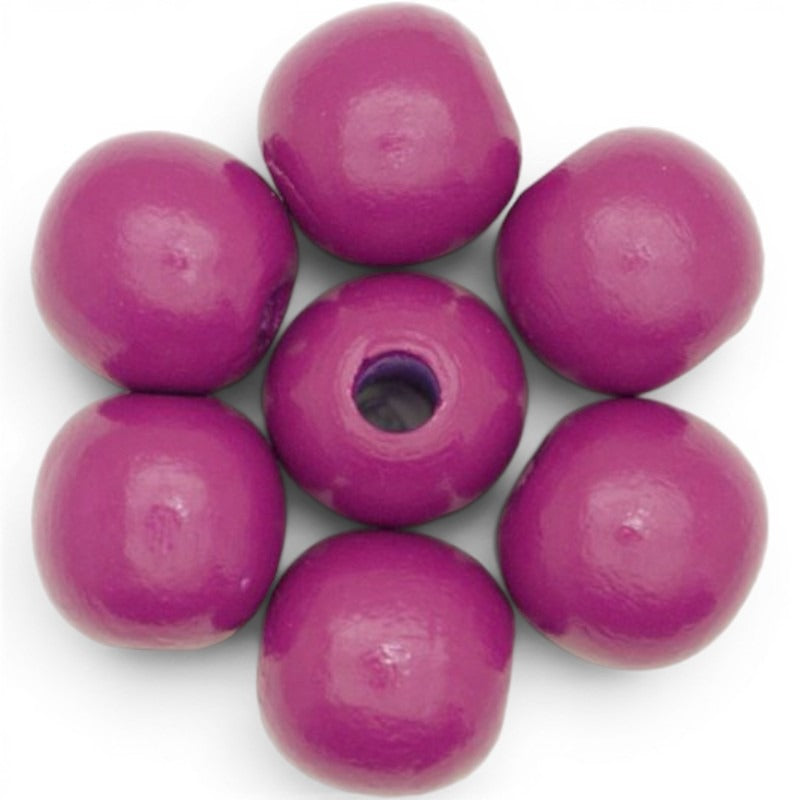 WOOD Painted - ROUND - 22 Mm - HOLE 3 - 4 Mm - PLUM