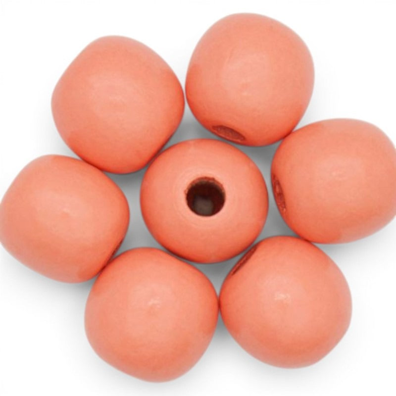 WOOD Painted - ROUND - 22 Mm - HOLE 3 - 4 Mm - PEACH
