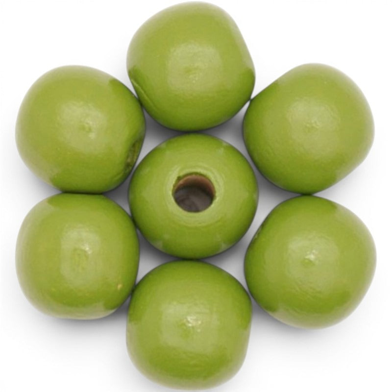 WOOD Painted - ROUND - 22 Mm - HOLE 3 - 4 Mm - OLIVE GREEN