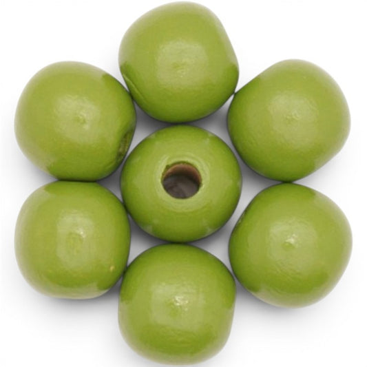 WOOD Painted - ROUND - 22 Mm - HOLE 3 - 4 Mm - OLIVE GREEN