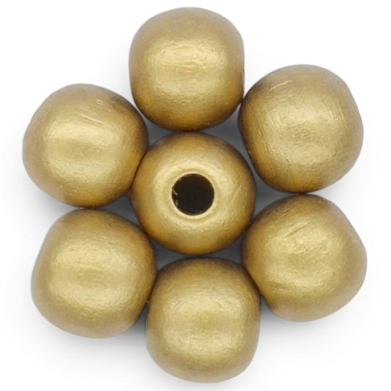 WOOD Painted - ROUND - 22 Mm - HOLE 3 - 4 Mm - Metalic GOLD