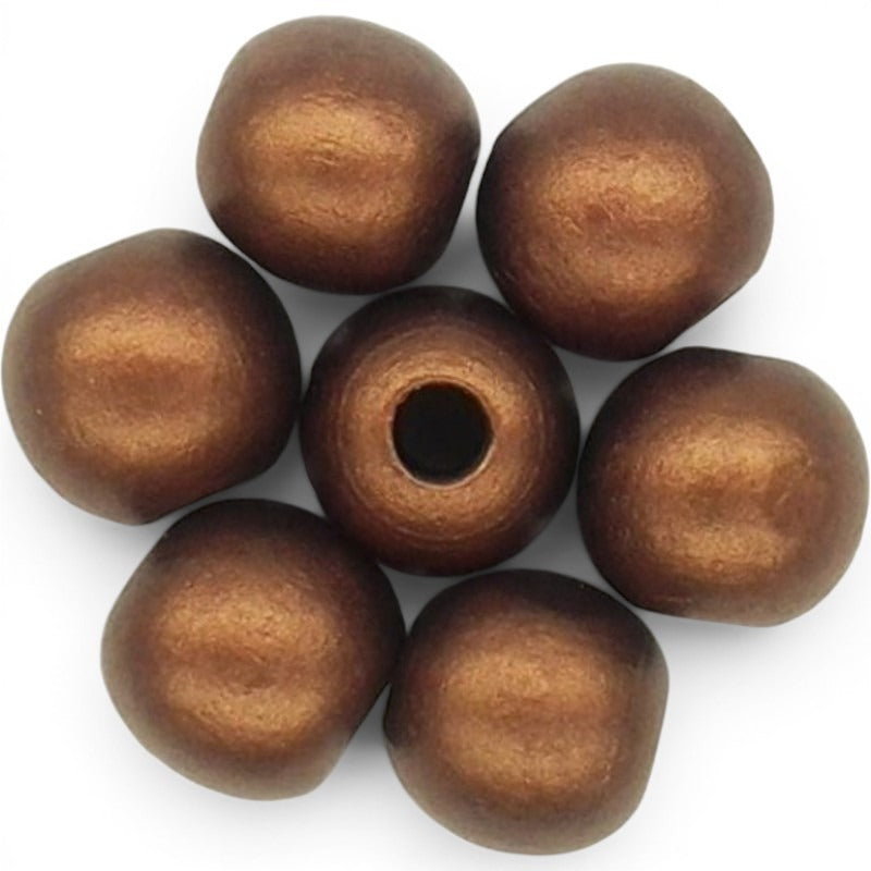WOOD Painted - ROUND - 22 Mm - HOLE 3 - 4 Mm - Metalic Copper