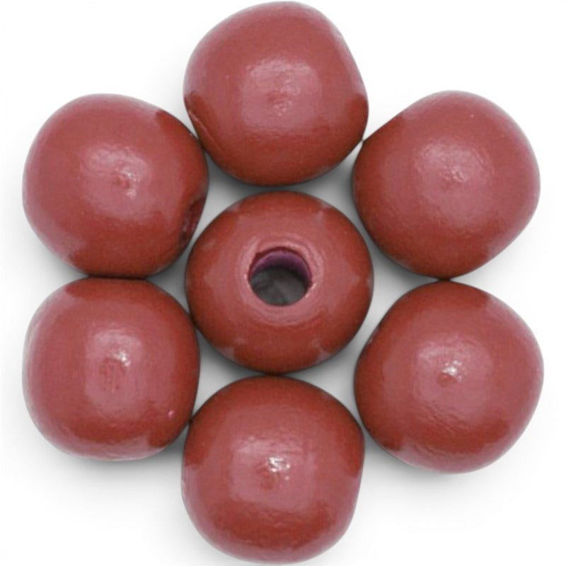 WOOD Painted - ROUND - 22 Mm - HOLE 3 - 4 Mm - Maroon