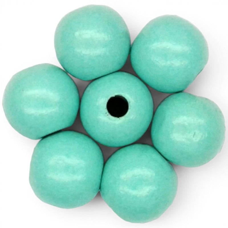 WOOD Painted - ROUND - 22 Mm - HOLE 3 - 4 Mm - LIGHT Turquoise
