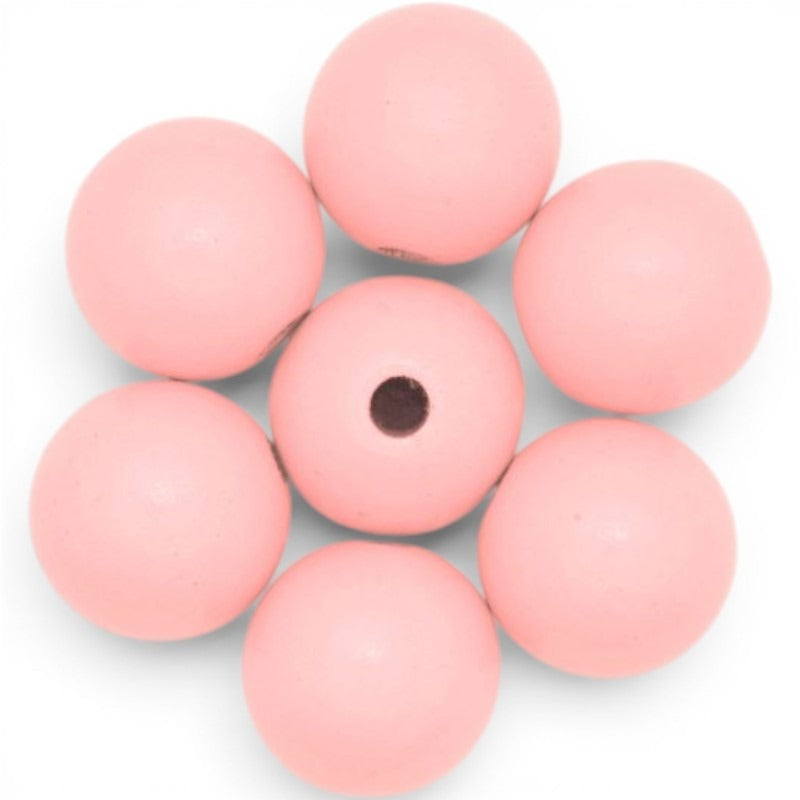 WOOD Painted - ROUND - 22 Mm - HOLE 3 - 4 Mm - LIGHT PINK