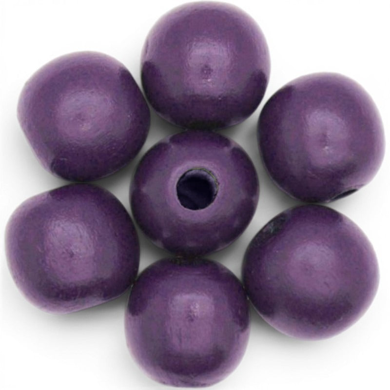 WOOD Painted - ROUND - 22 Mm - HOLE 3 - 4 Mm - GRAPE