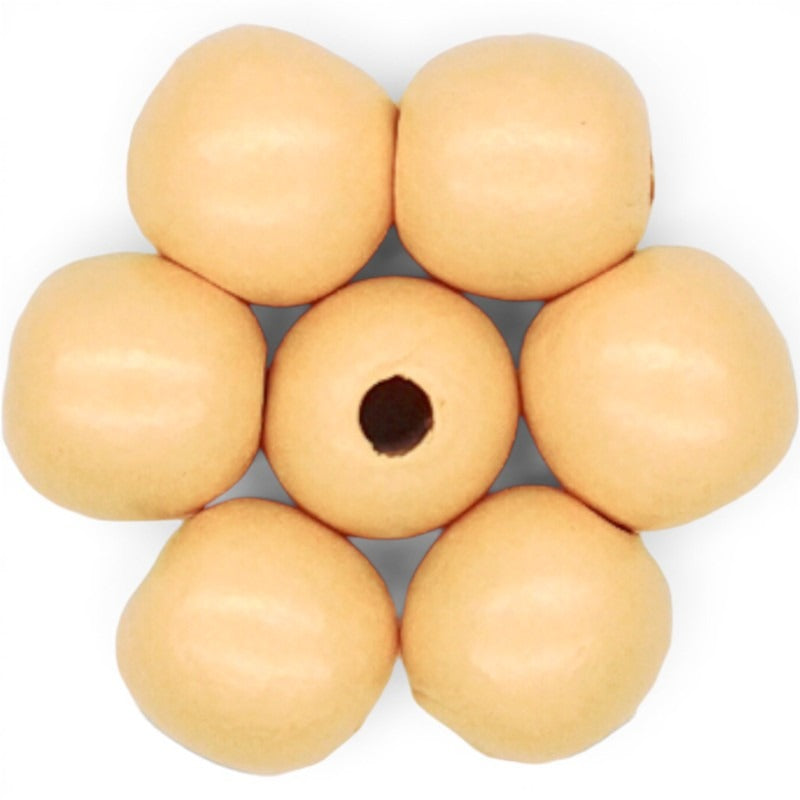 WOOD Painted - ROUND - 22 Mm - HOLE 3 - 4 Mm - EGG SHELL