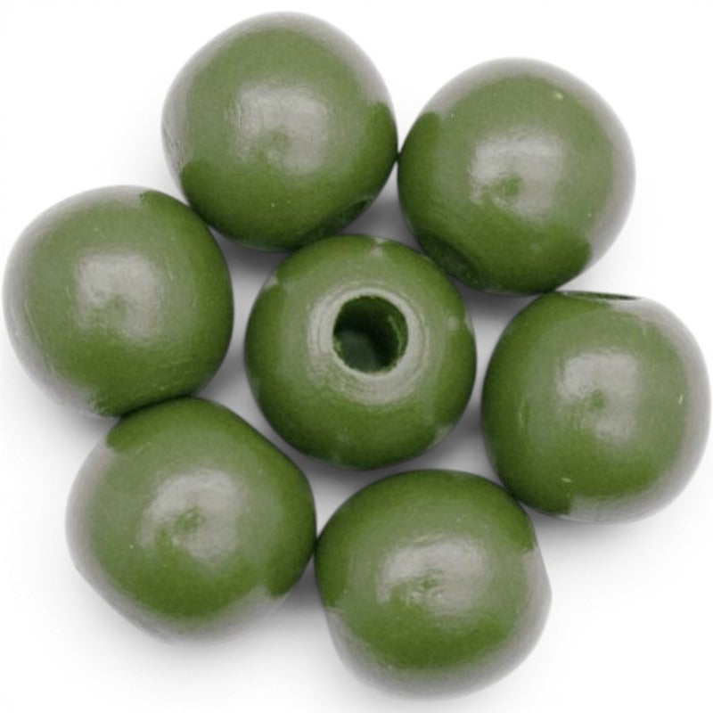 WOOD Painted - ROUND - 22 Mm - HOLE 3 - 4 Mm - DARK GREEN