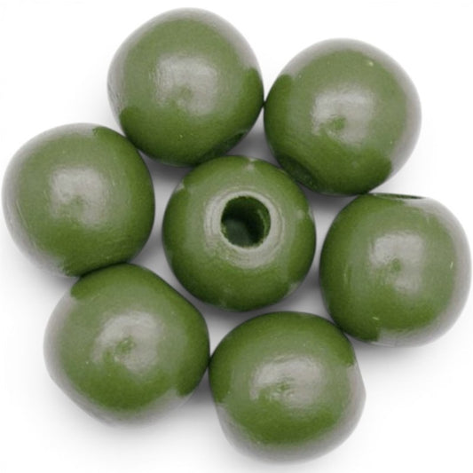 WOOD Painted - ROUND - 22 Mm - HOLE 3 - 4 Mm - DARK GREEN