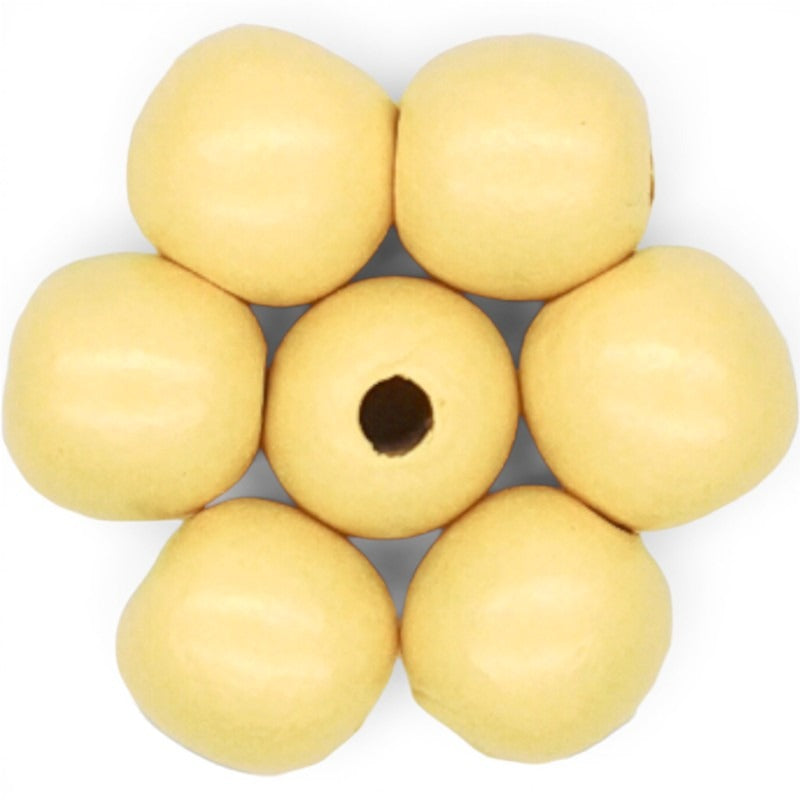 WOOD Painted - ROUND - 22 Mm - HOLE 3 - 4 Mm - Custard