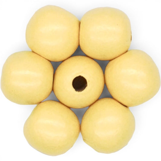 WOOD Painted - ROUND - 22 Mm - HOLE 3 - 4 Mm - Custard
