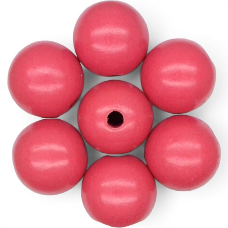 WOOD Painted - ROUND - 22 Mm - HOLE 3 - 4 Mm - Cerise